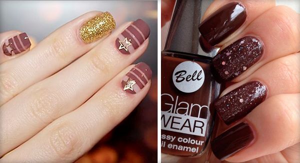 beżowy manicure manicure czekoladowy brązowy polski kolor zdjęcia