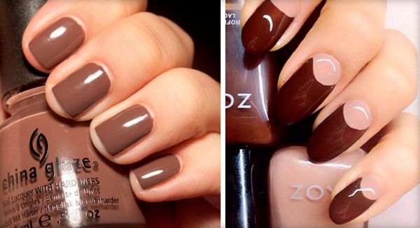 beżowy manicure manicure czekoladowy brązowy polski kolor zdjęcia