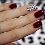 biały manicure bordowy biały manicure