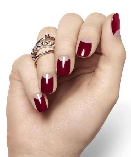 biały manicure bordowy biały manicure
