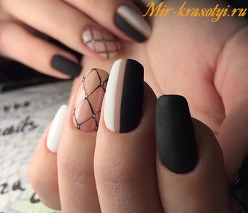 biały manicure manicure czarno-biały