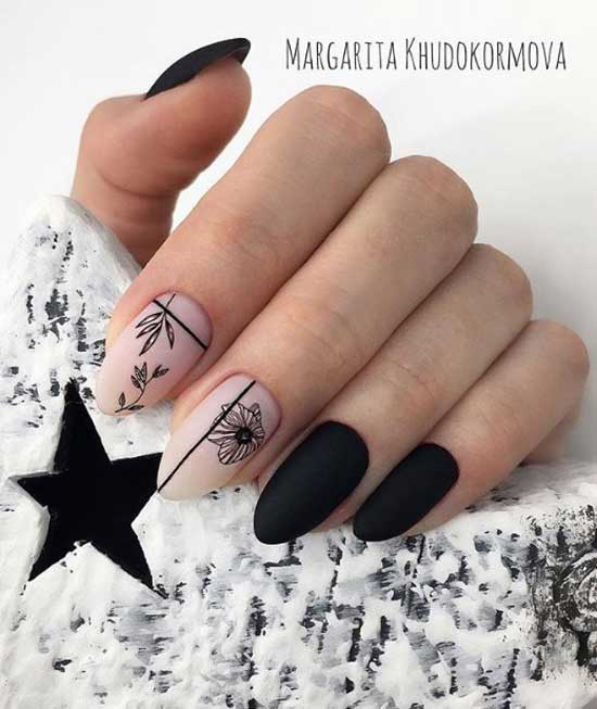 manicure czarno-biały manicure czarno-biały