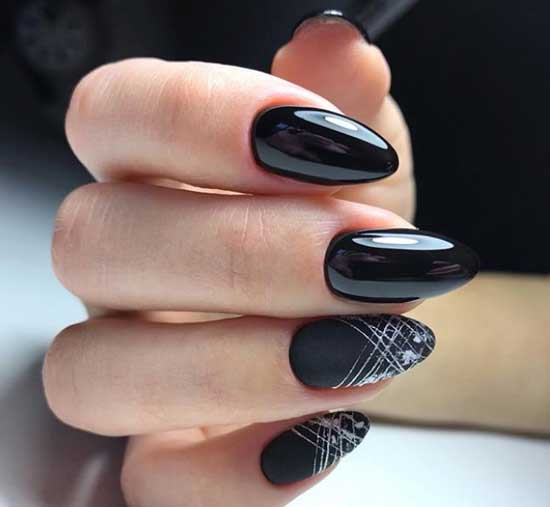 biały manicure manicure czarno-biały