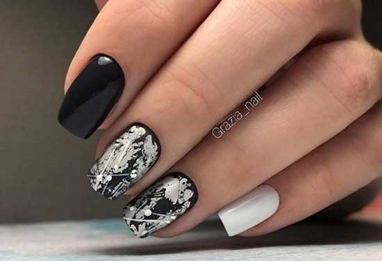 biały manicure manicure czarno-biały
