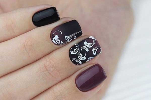 biały manicure manicure czarno-biały