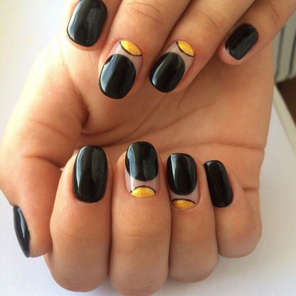 czarno-złote zdjęcie projektu paznokci biały manicure