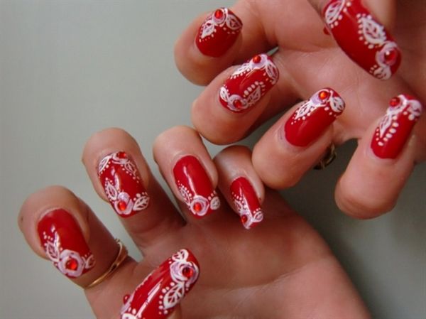 czerwone i białe zdjęcie do manicure czerwone i białe zdjęcie do manicure