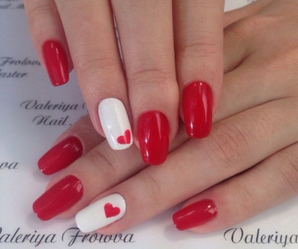 Pomysły na manicure czerwone z białym Pomysły na manicure czerwone z białym