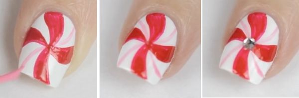 czerwono-biały manicure czerwony blask księżyca czerwono-biały manicure czerwony blask księżyca