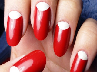 czerwono-biały manicure czerwono-biały manicure