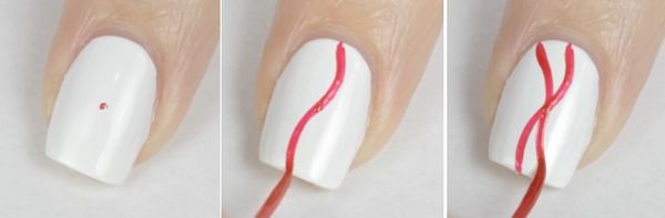 czerwono-biały manicure czerwony blask księżyca czerwono-biały manicure czerwony blask księżyca
