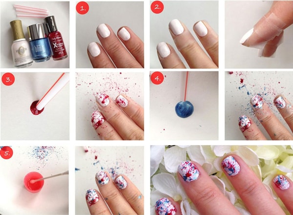 czerwono-biały manicure biały manicure