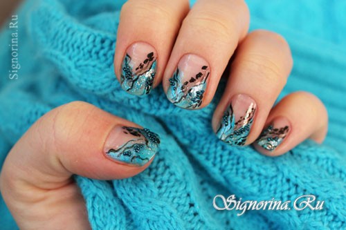turkusowy manicure abstrakcyjny bulion brokatowa lekcja projektowania paznokci ze zdjęciem turkusowy manicure abstrakcyjny bulion brokatowa lekcja projektowania paznokci ze zdjęciem