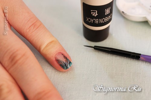 turkusowy manicure abstrakcyjny bulion brokatowa lekcja projektowania paznokci ze zdjęciem turkusowy manicure