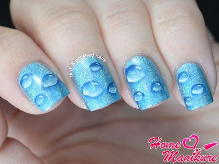 rodzaje manicure Manicure Krople wody Rain Nail Design Photo
