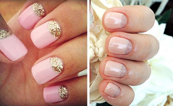 biały manicure biały i niebieski manicure