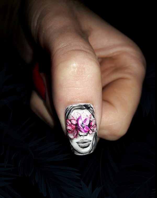 manicure czarno-biały biały manicure