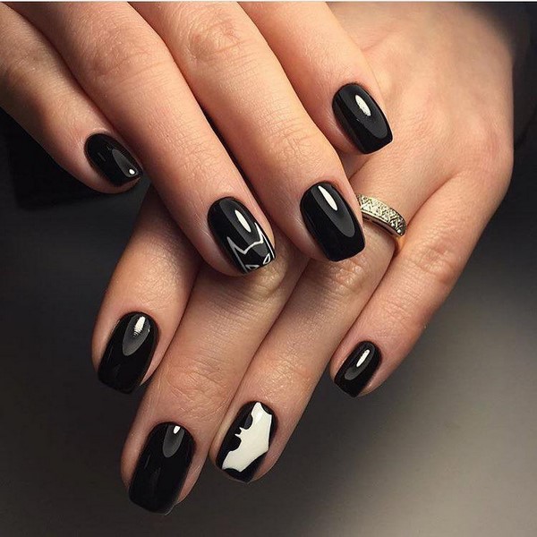 manicure czarno-biały manicure czarno-biały