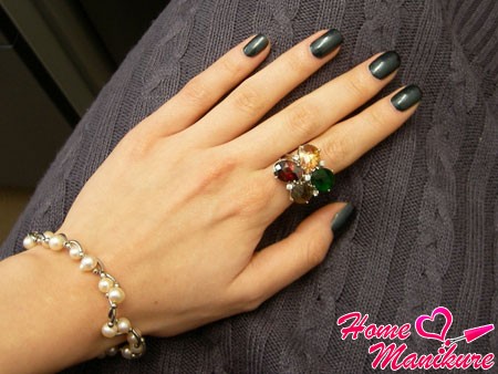 szary lakier do paznokci paznokcie manicure projekt zdjęcie wideo turkusowy manicure