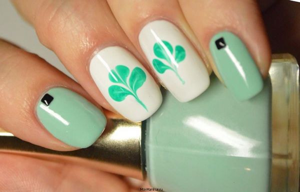 zielony manicure z designem zielony manicure