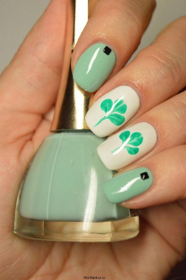 zielony manicure z designem zielony strój do manicure