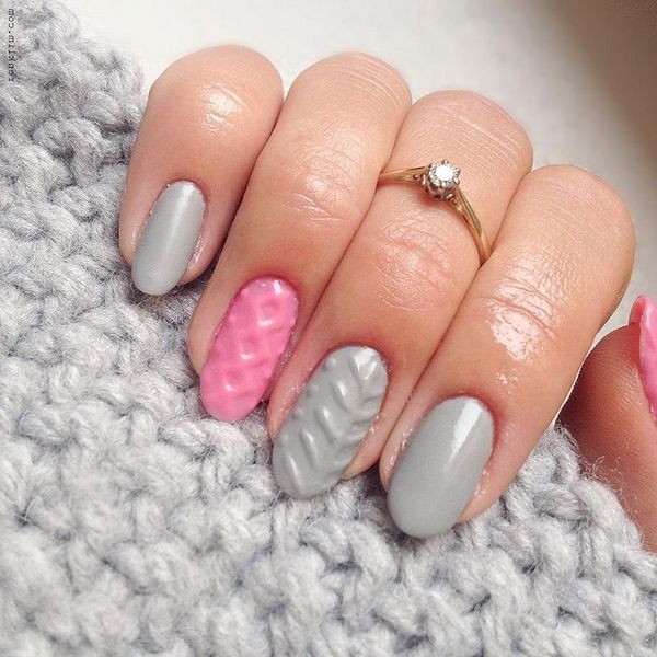 jak zrobić projekt dzianiny do paznokci manicure z dzianiny