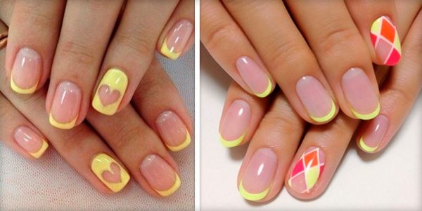 biały manicure żółty lakier do manicure