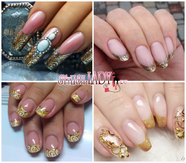 manicure ze złotem czerwony ze złotem