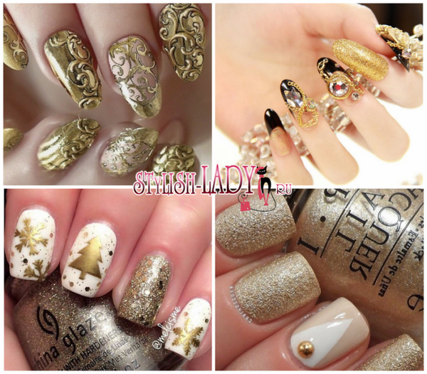 biały ze złotem złoty manicure