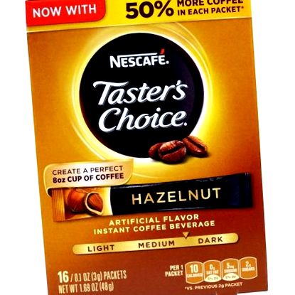 Nescafé, Taster’s Choice, Instant Coffee Beverage, Лешник, 16 пакета, по 0,1 g (3 g) всеки