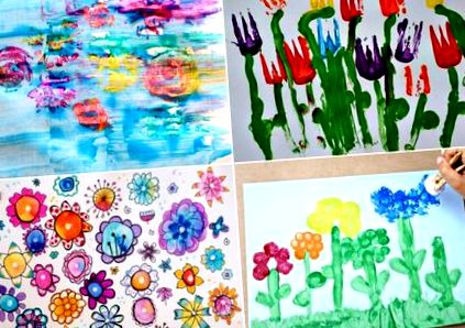 Tavaszi képek festése gyerekekkel - 20 ötlet; technikák