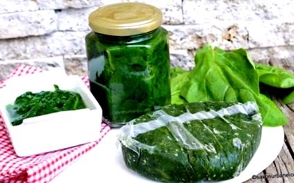 Spenót tégelyben üvegben vagy fagyasztóban (láda) - recept és csalán,  loboda, stevia esetében