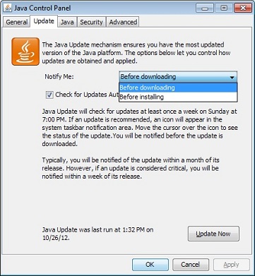 Ce este o actualizare Java și cum să modificați programul de actualizare (tooltip) Ce este o Java actualizare și cum se schimba programul de actualizare