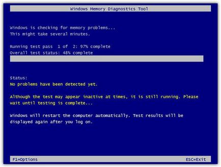 Diagnostic RAM RAM de testare Windows 7 pe 64 de biți
