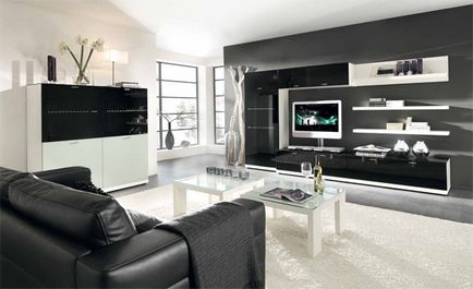living proiectare cameră hi-tech stil (foto), mobilier de decorațiuni interioare în stil high-tech, apartament renovat