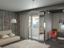 living proiectare cameră hi-tech stil (foto), mobilier de decorațiuni interioare în stil high-tech, apartament renovat