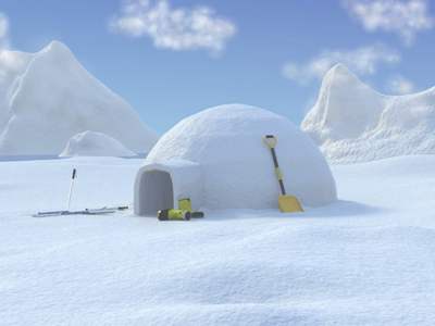 Un ac, care este de a construi o casa de zăpadă