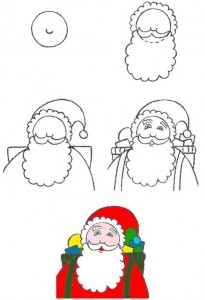 Cum de a desena Moș Crăciun creion în etape 1