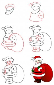 Cum de a desena Moș Crăciun creion în etape 1