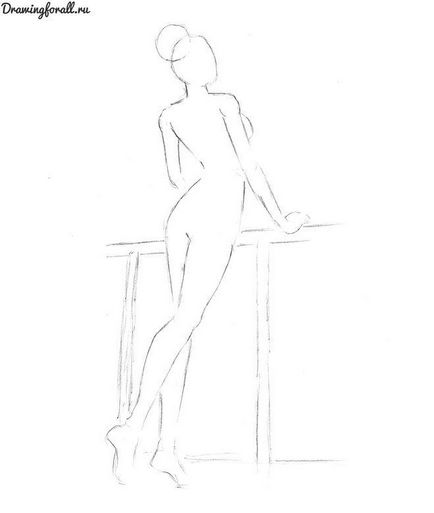 Cum de a desena o fată în picioare, cu spatele, cu creionul în etape