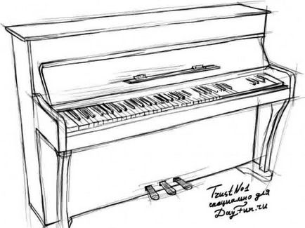 Cum de a desena o tastatură de pian etape creion