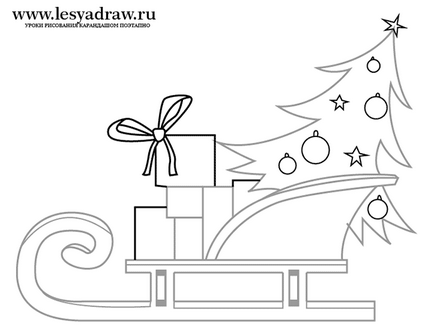 Cum de a desena Moș Crăciun sania creion în etape 1