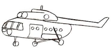 Cum de a desena un elicopter, etapele de desen creion elicopter