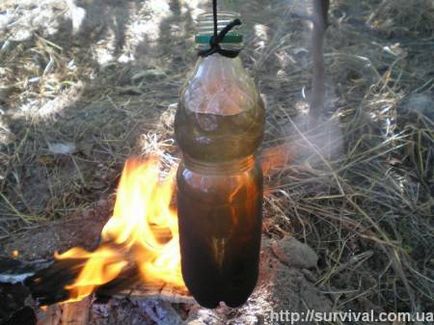 Cum se fierbe apa într-o sticlă de plastic pe foc - quaer