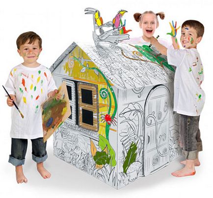 Casa de carton pentru copii de colorat pentru un joc mare, din nou o vacanță!