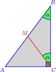 Mediană a unui triunghi dreptunghic trase la ipotenuzei