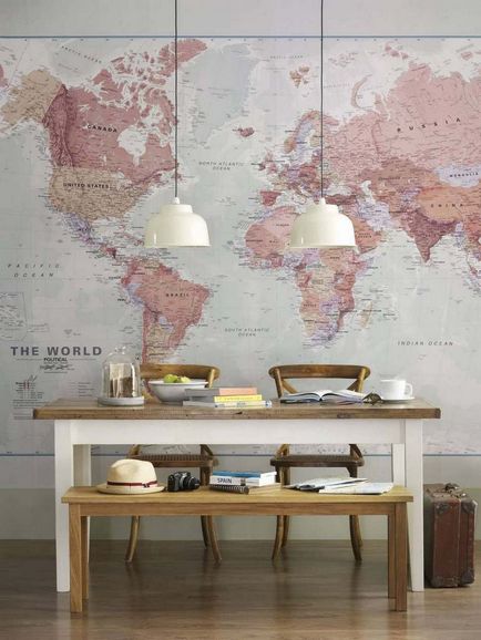 Wallpaper pe harta de perete a lumii politice, cele mai frumoase locuri, cu țările mari, cartela de cameră