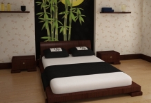 Dormitor în stil japonez, fotografie, design de interior cu propriile lor mâini, perdele de design, mic mobilier,