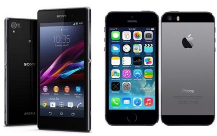 Compara Sony Xperia z1 vs 5s apple iphone - un comentariu mic test
