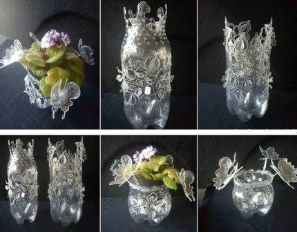 Vaze din sticle de plastic